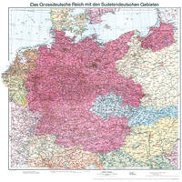 Vorderes Coverbild Historische Karte: Deutschland - Das Großdeutsche Reich mit dem Sudetendeutschen Gebieten, 1938 (plano)