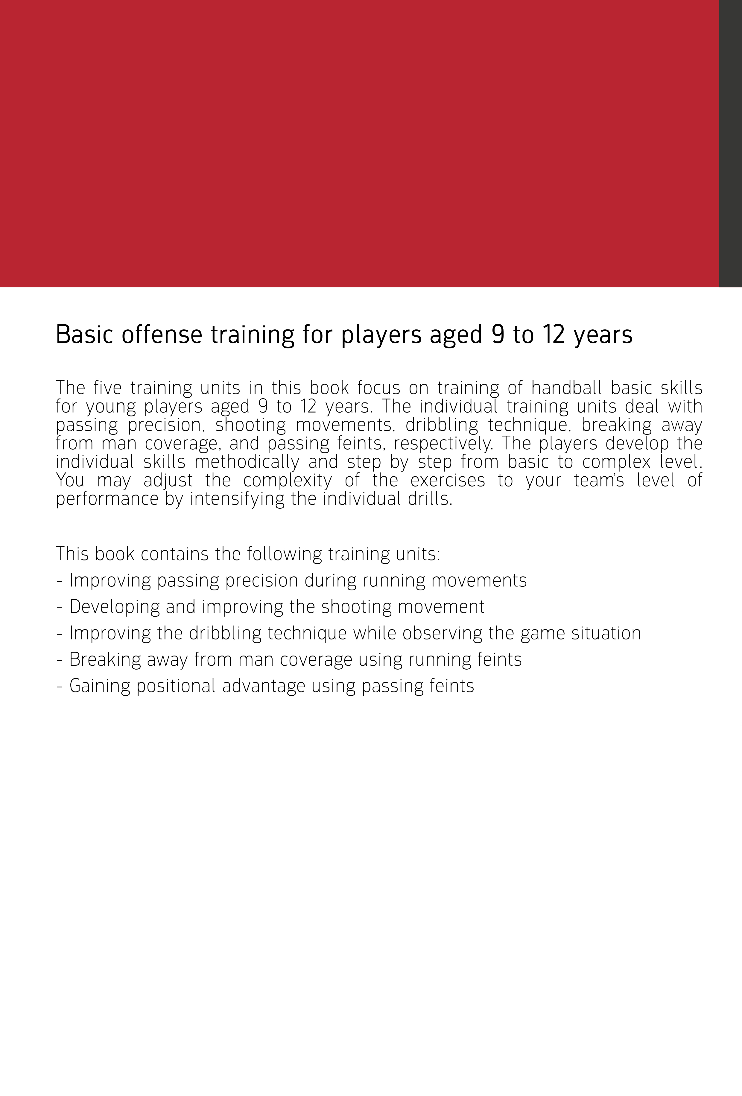 Rückseitencover Handball Practice 9 - Basic offense training for players aged 9 to 12 years