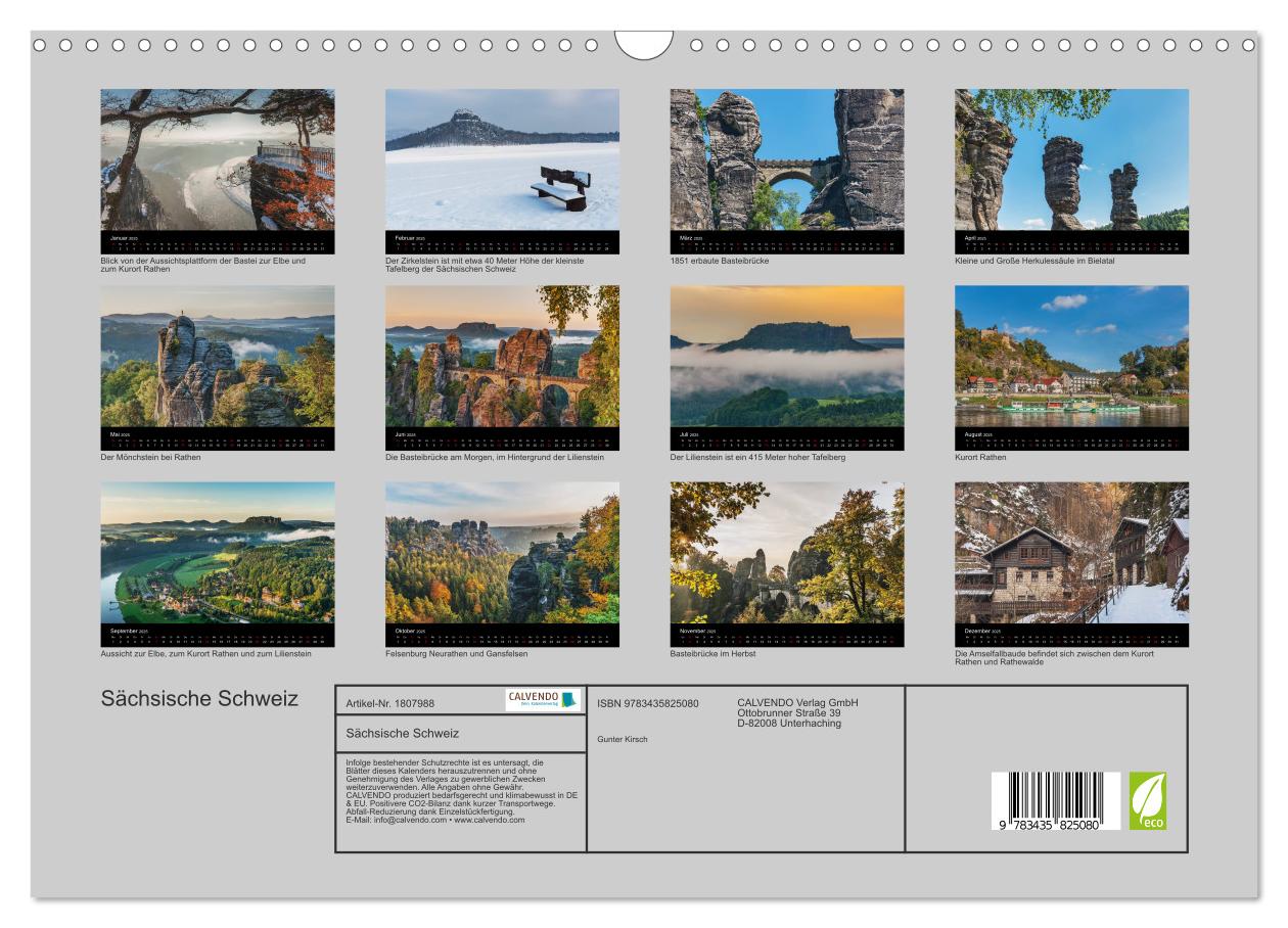 Beispielinhalt (Bild) Sächsische Schweiz (Wandkalender 2025 DIN A3 quer), CALVENDO Monatskalender