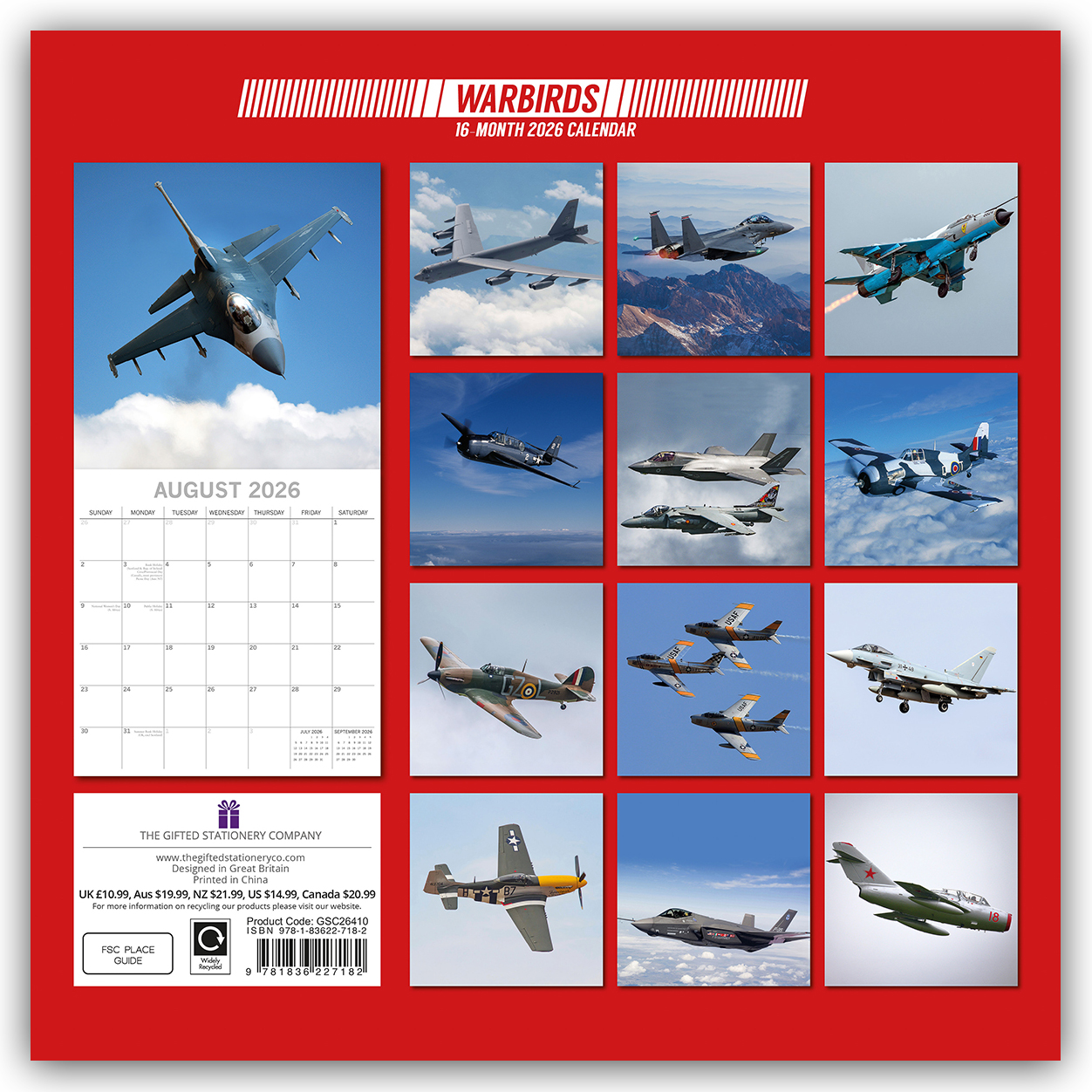 Rückseitencover Warbirds – Kampfflugzeuge 2026 – 16-Monatskalender