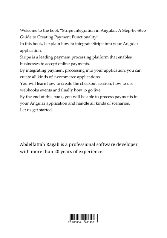 Rückseitencover Stripe Integration in Angular