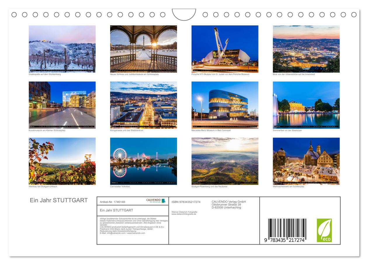 Beispielinhalt (Bild) Ein Jahr STUTTGART (Wandkalender 2025 DIN A4 quer), CALVENDO Monatskalender