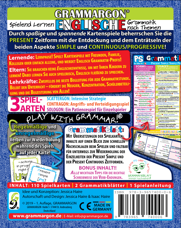 Rückseitencover GRAMMARGON® Spielend Lernen Englische Grammatik nach Themen