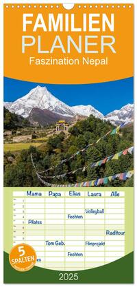 Vorderes Coverbild Familienplaner 2025 - Faszination Nepal mit 5 Spalten (Wandkalender, 21 x 45 cm) CALVENDO