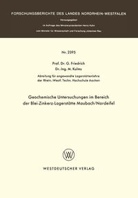 Vorderes Coverbild Geochemische Untersuchungen im Bereich der Blei-Zinkerz-Lagerstätte Maubach / Nordeifel