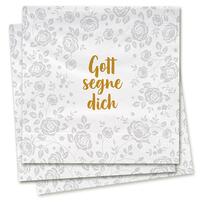 Vorderes Coverbild Servietten - Gott segne dich (Rosenmuster)