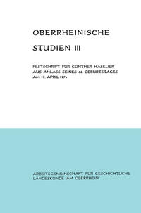 Vorderes Coverbild Oberrheinische Studien Band III