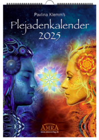 Vorderes Coverbild PAVLINA KLEMM'S PLEJADENKALENDER 2025. Enthält zu Motiven von Josephine Wall u.a. Durchsagen der Plejader für jeden Monat sowie ein Extrablatt mit Grußbotschaft und Einleitung (DinA3)