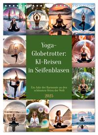 Vorderes Coverbild Yoga-Globetrotter: KI-Reisen in Seifenblasen. Ein Jahr der Harmonie an den schönsten Orten der Welt (Wandkalender 2025 DIN A4 hoch), CALVENDO Monatskalender