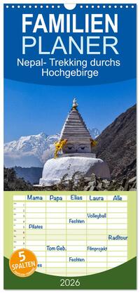 Vorderes Coverbild Familienplaner 2026 - Nepal- Trekking durchs Hochgebirge mit 5 Spalten (Wandkalender, 21 x 45 cm) CALVENDO