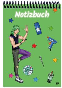 Vorderes Coverbild A 4 Notizblock Manga Quinn, grün, kariert