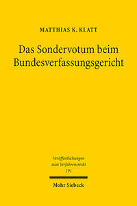 Vorderes Coverbild Das Sondervotum beim Bundesverfassungsgericht