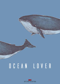 Vorderes Coverbild Set: 2 x Maritimes Notizbuch – Illustration: Wale, Spruch: Ocean Lover