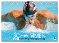 Vorderes Coverbild Schwimmen: Sport auf blauen Bahnen (Tischkalender 2025 DIN A5 quer), CALVENDO Monatskalender