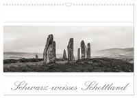 Vorderes Coverbild Schwarz-weisses Schottland (Wandkalender 2025 DIN A3 quer), CALVENDO Monatskalender
