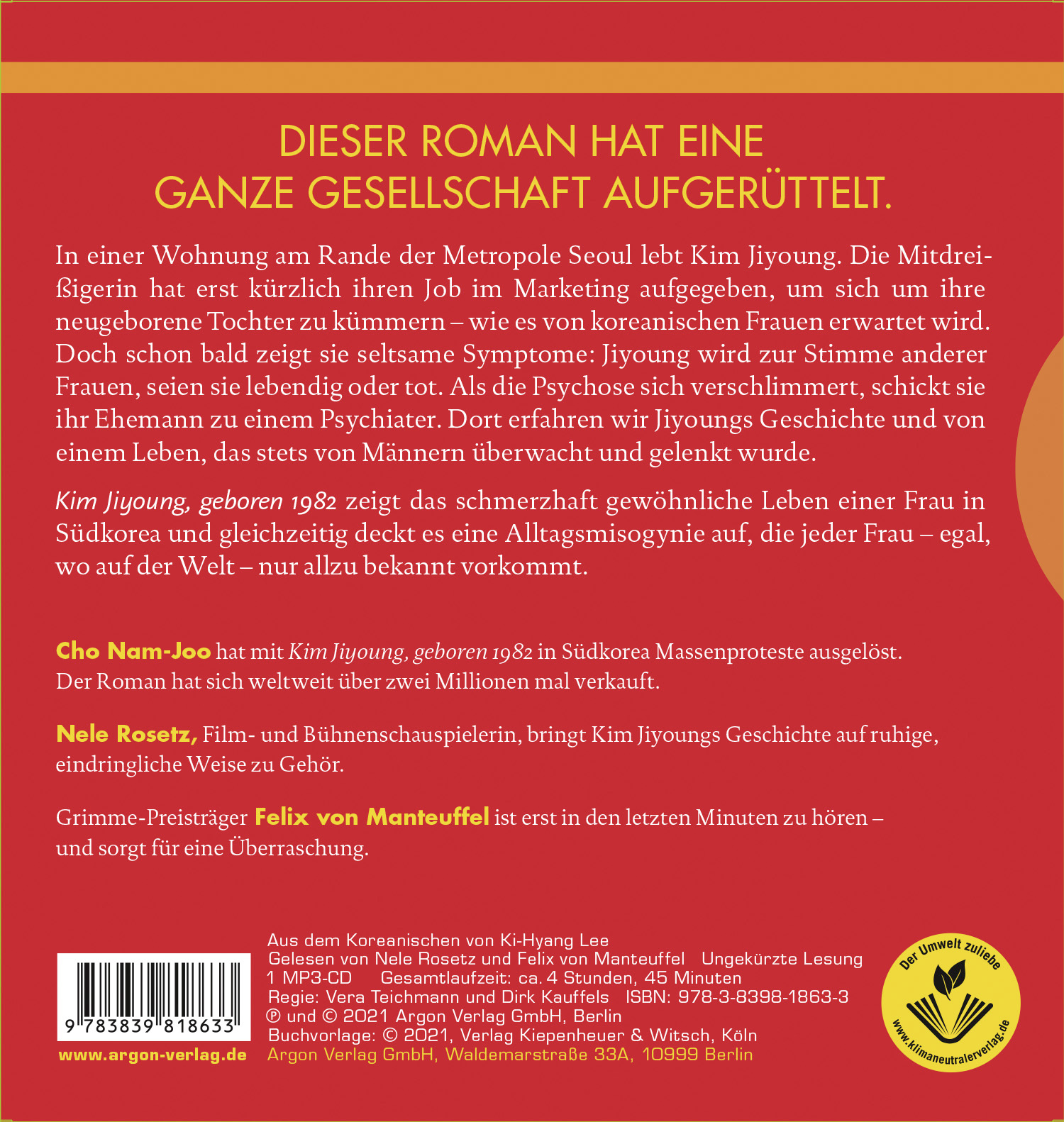 Rückseitencover Kim Jiyoung, geboren 1982