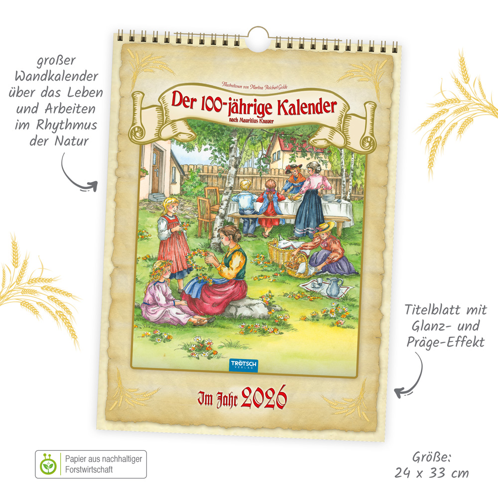 Beispielinhalt (Bild) Trötsch Classickalender Der 100-jährige Kalender 2026