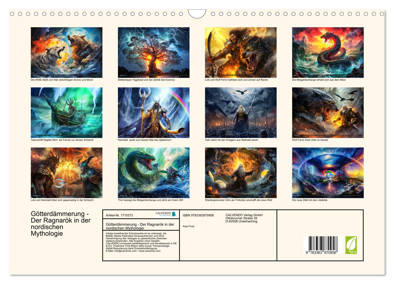 Beispielinhalt (Bild) Götterdämmerung - Der Ragnarök in der nordischen Mythologie (Wandkalender 2025 DIN A3 quer), CALVENDO Monatskalender