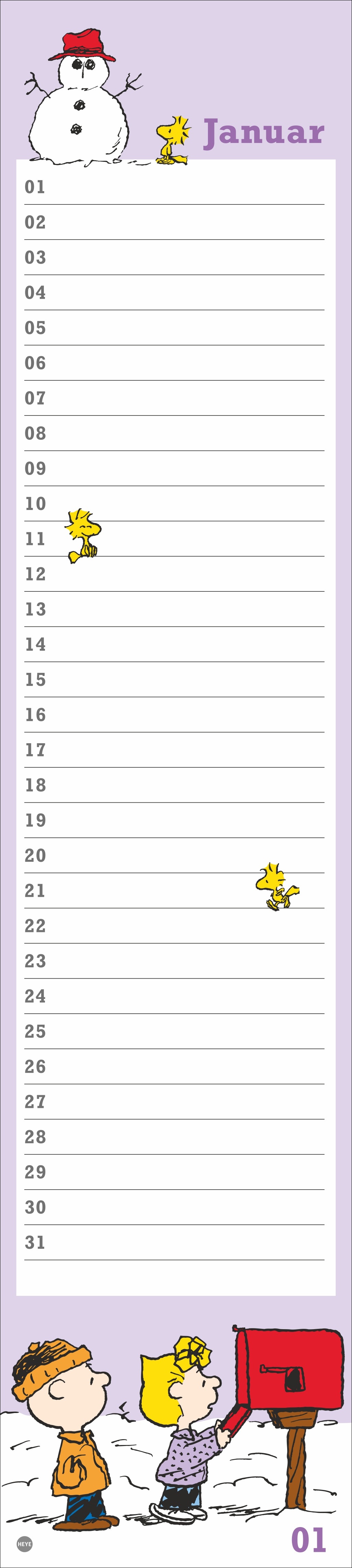 Beispielinhalt (Bild) Peanuts Geburtstagskalender Langplaner
