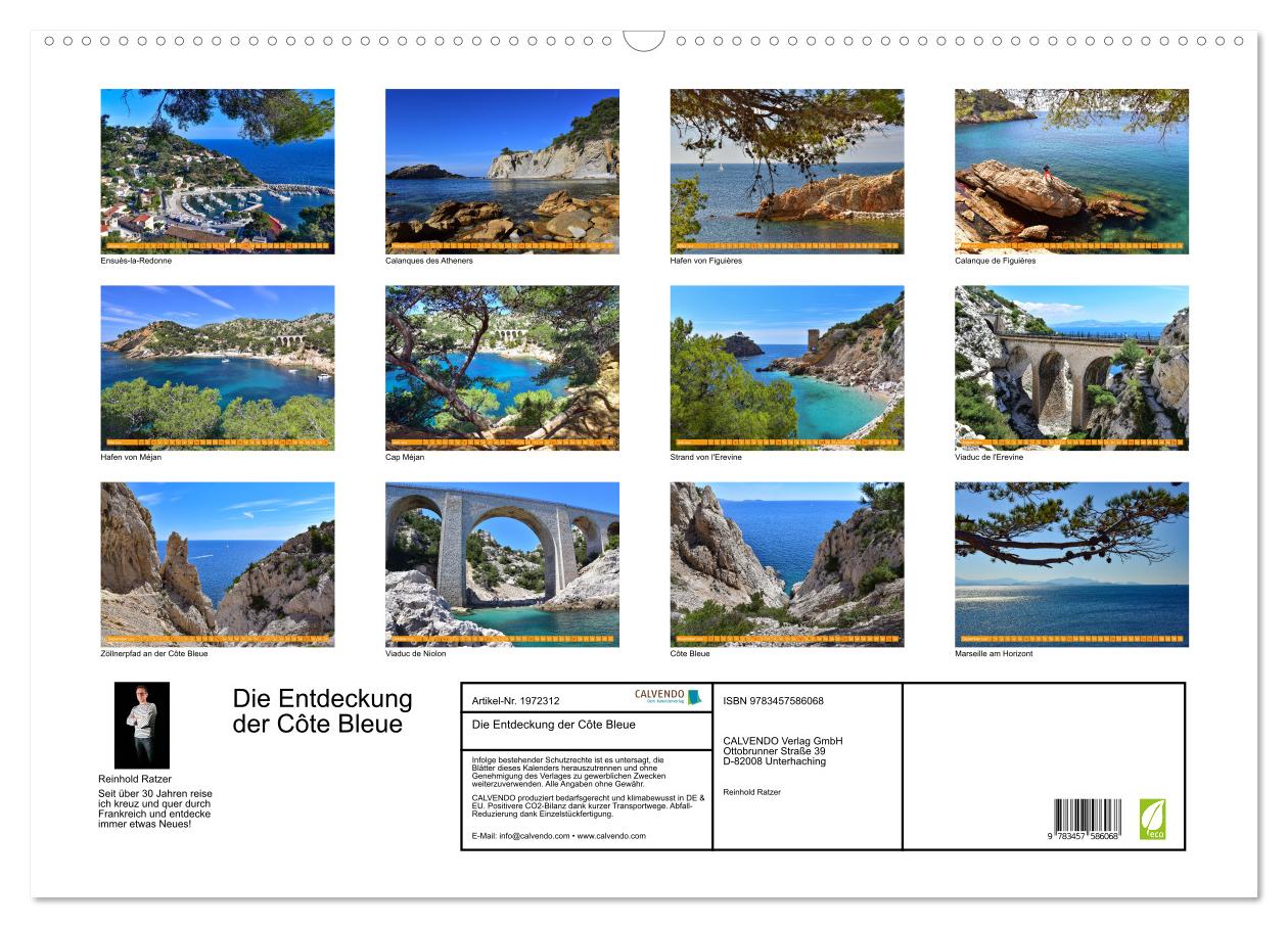 Beispielinhalt (Bild) Die Entdeckung der Côte Bleue (Wandkalender 2026 DIN A2 quer), CALVENDO Monatskalender