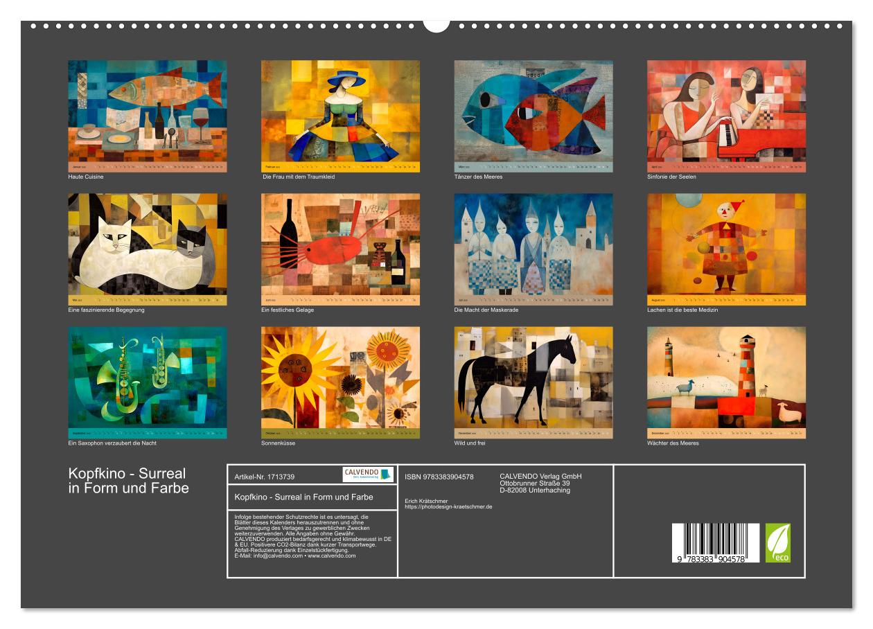 Beispielinhalt (Bild) Kopfkino - Surreal in Form und Farbe (hochwertiger Premium Wandkalender 2025 DIN A2 quer), Kunstdruck in Hochglanz