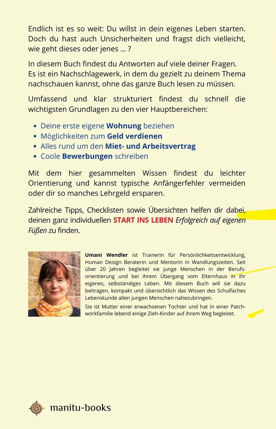 Rückseitencover START INS LEBEN