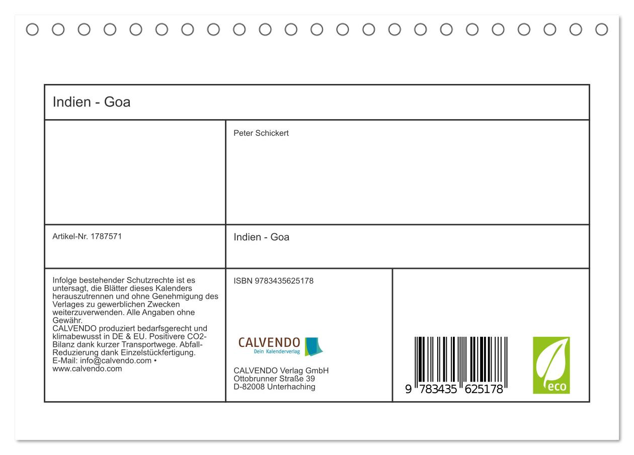 Beispielinhalt (Bild) Indien - Goa (Tischkalender 2025 DIN A5 quer), CALVENDO Monatskalender