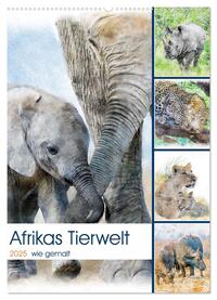 Vorderes Coverbild Afrikas Tierwelt - wie gemalt (Wandkalender 2025 DIN A2 hoch), CALVENDO Monatskalender