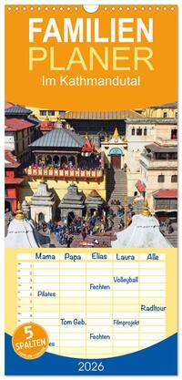 Vorderes Coverbild Familienplaner 2026 - Im Kathmandutal mit 5 Spalten (Wandkalender, 21 x 45 cm) CALVENDO