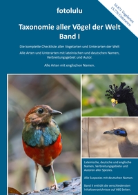 Vorderes Coverbild Taxonomie aller Vögel der Welt - Band I