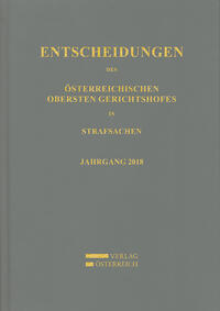 Vorderes Coverbild Entscheidungen des Österreichischen Obersten Gerichtshofes in Strafsachen