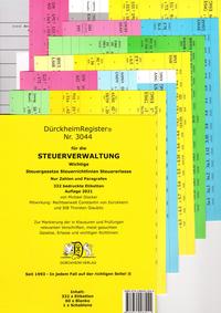 Vorderes Coverbild DürckheimRegister® STEUERVERWALTUNG Register für deine AO-AEAO-ErbStG/R-EStG/R-KStG/R-UStG-UStR-: nur Zahlen und §§, ohne Stichworte