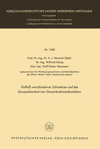 Vorderes Coverbild Einfluß verschiedener Schmelzen auf die Zerspanbarkeit von Gesenkschmiedestücken