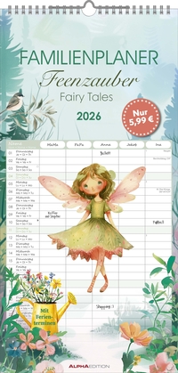 Vorderes Coverbild Familienplaner Feenzauber im Format 22 x 45 mit 5 Spalten