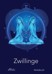 Vorderes Coverbild Sternzeichen Zwillinge Notizbuch | Designed by Alfred Herler