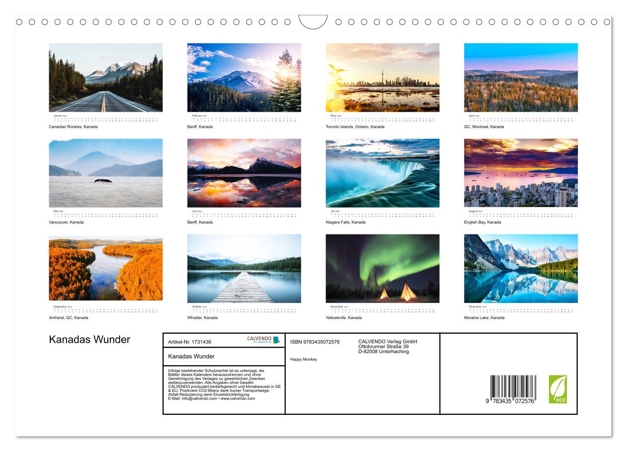 Beispielinhalt (Bild) Kanadas Wunder (Wandkalender 2025 DIN A3 quer), CALVENDO Monatskalender