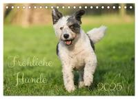 Vorderes Coverbild Fröhliche Hunde (Tischkalender 2025 DIN A5 quer), CALVENDO Monatskalender