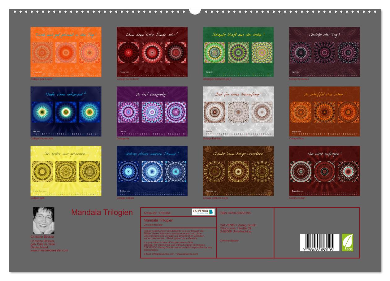 Beispielinhalt (Bild) Mandala Trilogien (hochwertiger Premium Wandkalender 2025 DIN A2 quer), Kunstdruck in Hochglanz