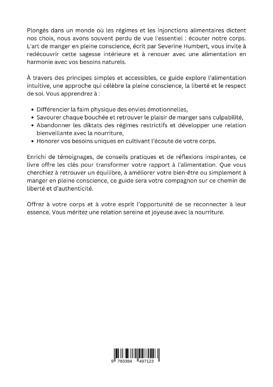 Rückseitencover L'art de manger en pleine conscience