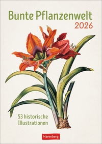 Vorderes Coverbild Bunte Pflanzenwelt Wochenplaner 2026 - 53 historische Illustrationen