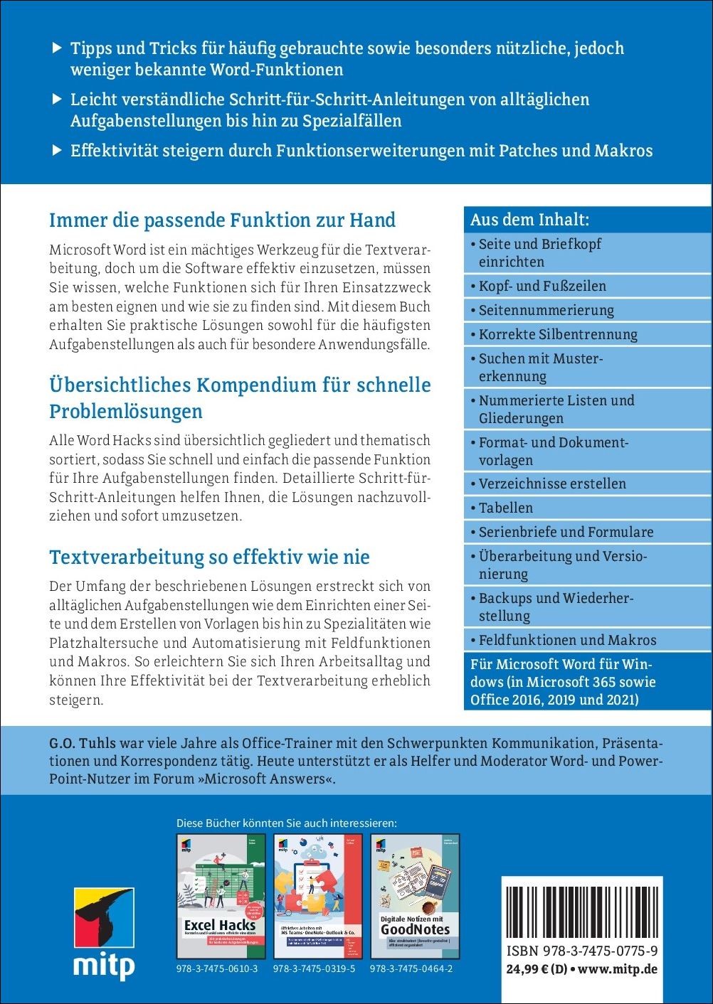 Rückseitencover Word Hacks