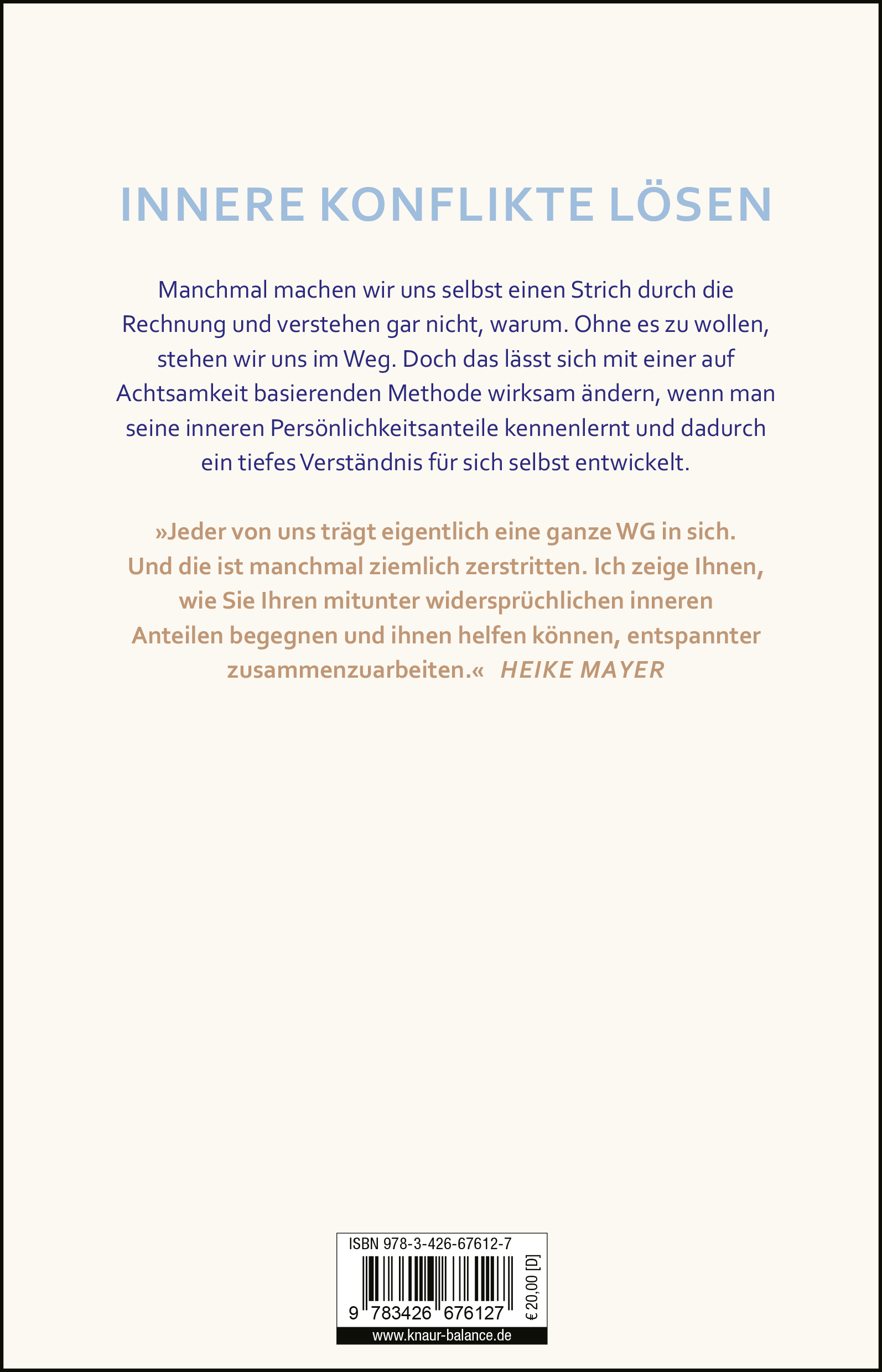 Rückseitencover Ich steh mir selbst nicht mehr im Weg