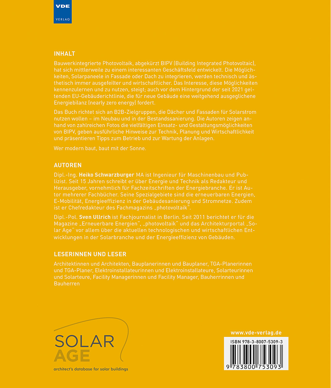 Rückseitencover Sonnenstrom aus der Gebäudehülle