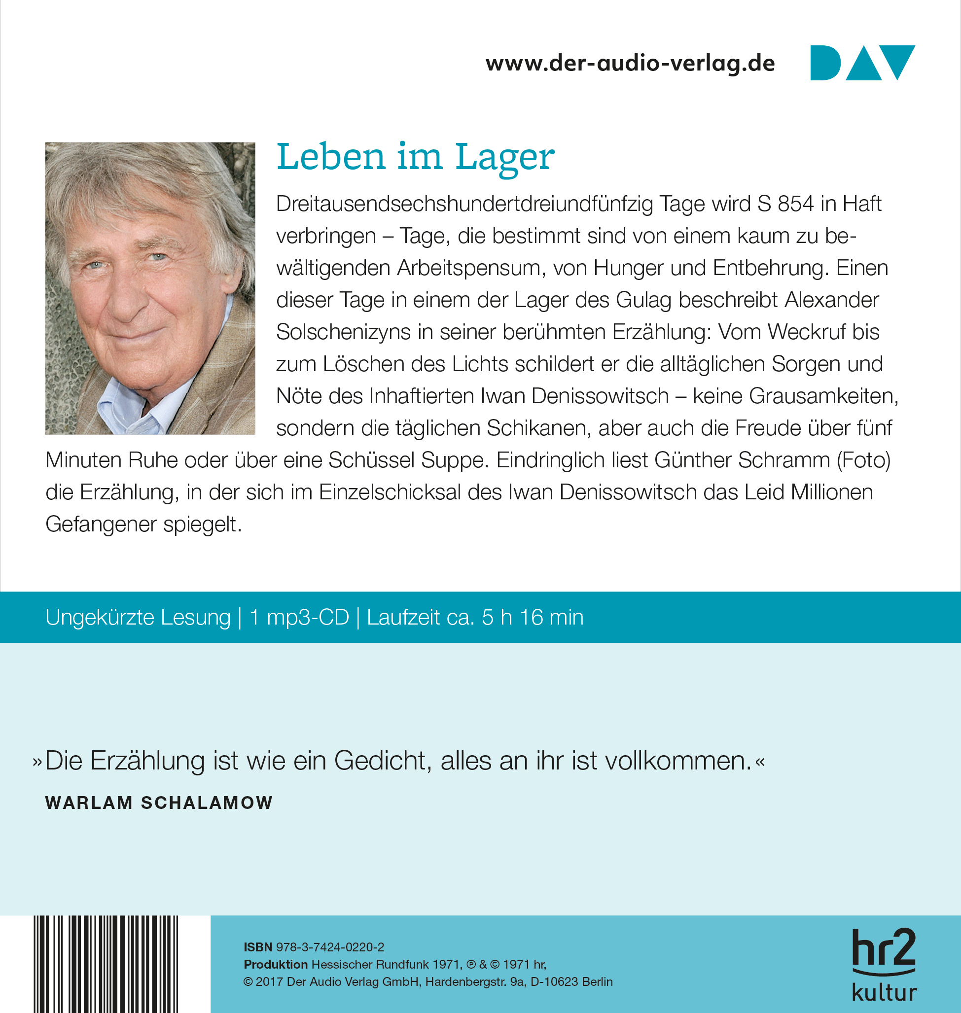 Rückseitencover Ein Tag im Leben des Iwan Denissowitsch