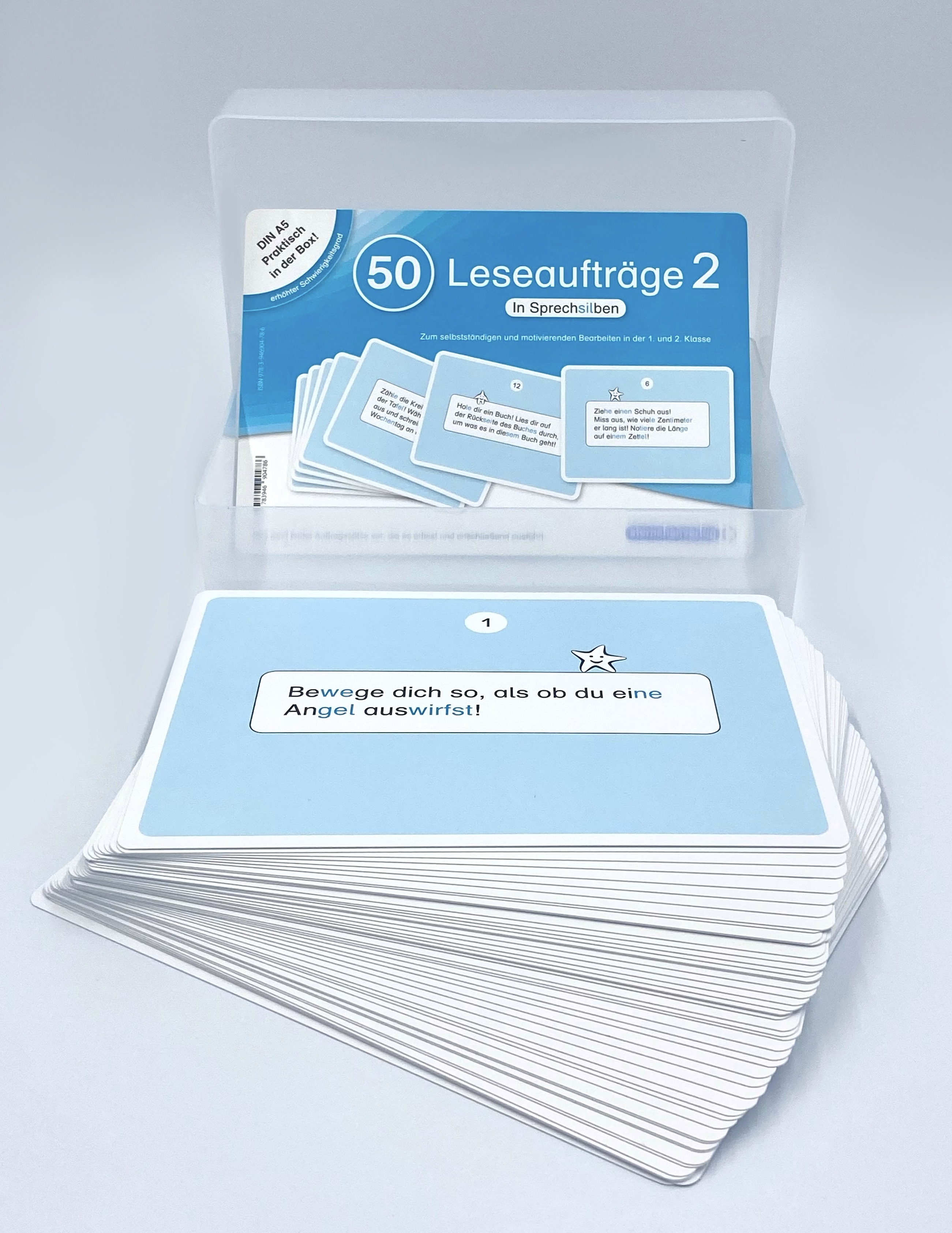 Rückseitencover 50 Leseaufträge 2 in der Box in Sprechsilben