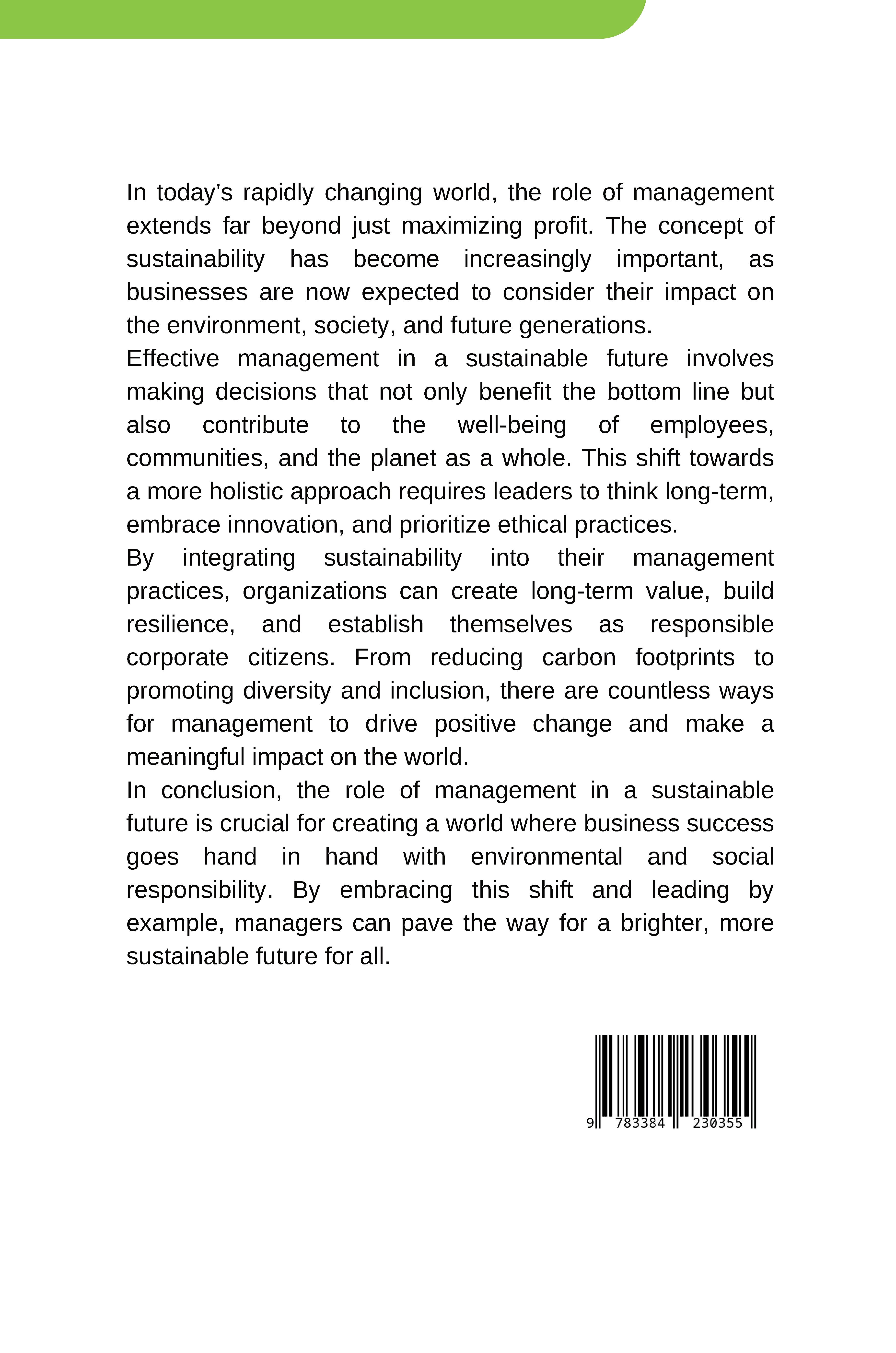 Rückseitencover Beyond Profit: The Role of Management in a Sustainable Future