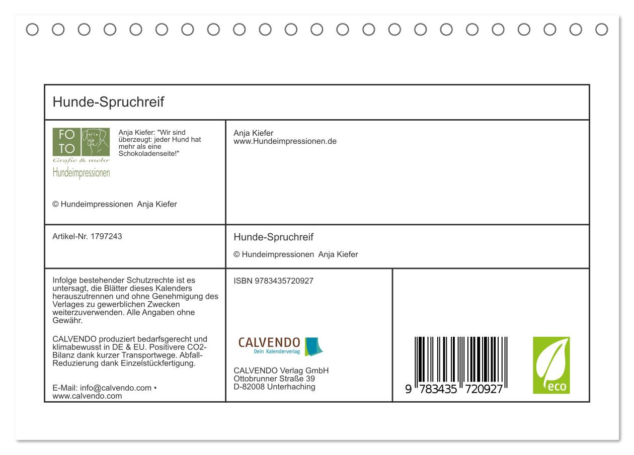 Beispielinhalt (Bild) Hunde-Spruchreif (Tischkalender 2025 DIN A5 quer), CALVENDO Monatskalender