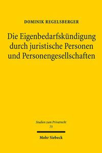 Vorderes Coverbild Die Eigenbedarfskündigung durch juristische Personen und Personengesellschaften