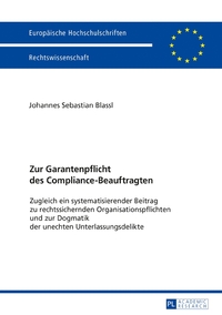 Vorderes Coverbild Zur Garantenpflicht des Compliance-Beauftragten