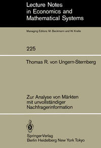 Vorderes Coverbild Zur Analyse von Märkten mit unvollständiger Nachfragerinformation